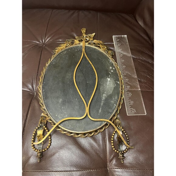 17” Antique French Revival Gilt Bronze Dove & Laurel Oval Ormolu Frame c.1900 - Picture 7 of 9